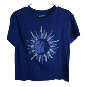Modern Lux Women’s Blue Sun and Moon Graphic T-Shirt Size XS